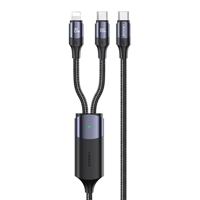 USAMS καλώδιο USB-C σε USB-C & Lightning US-SJ550, PD 100W, 1