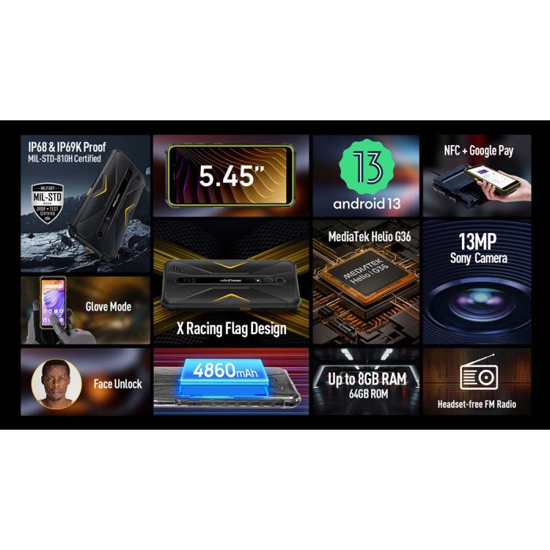 Ulefone smartphone Armor X12 Pro, 5.45", 4/64GB, 4860mAh, IP68/IP69K, μαύρο – φωτογραφία 2