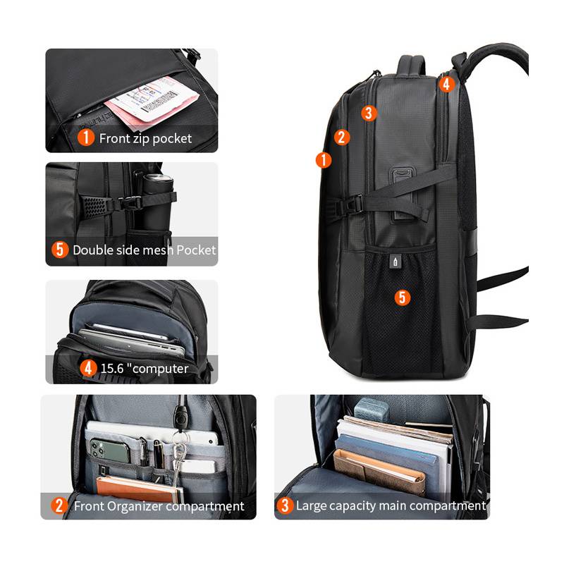 Arctic Hunter τσάντα πλάτης B00388 με θήκη laptop 15.6", USB, 27L, γκρι – φωτογραφία 4