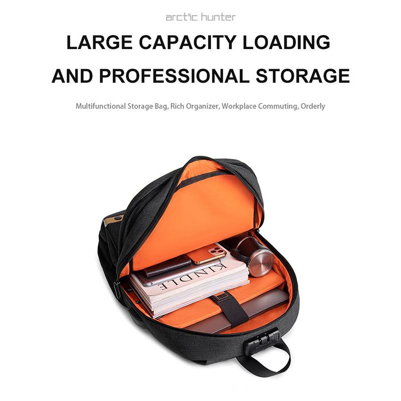 Golden Wolf τσάντα πλάτης GB00375 με θήκη laptop 15.6", 19L, USB, μαύρη – φωτογραφία 4