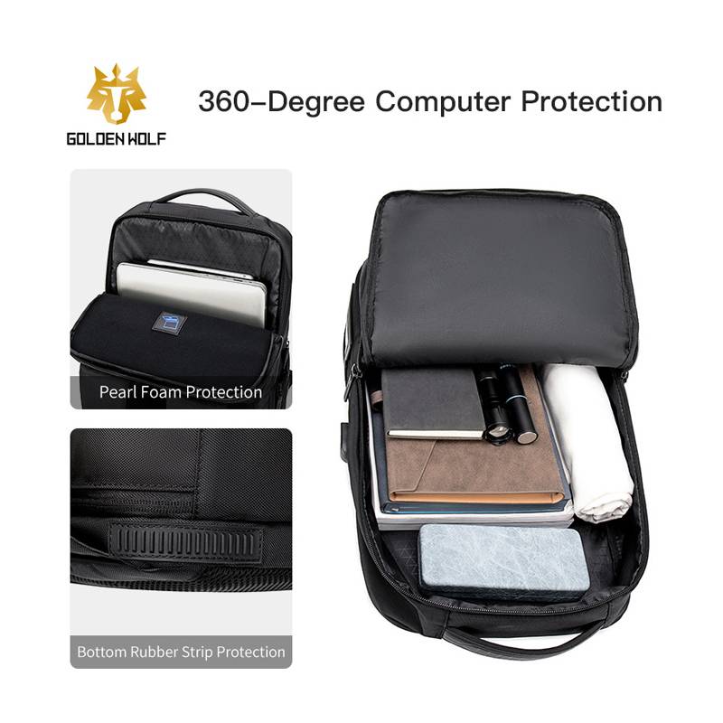 Golden Wolf τσάντα πλάτης GB00399, με θήκη laptop 15.6", 20L, μαύρη – φωτογραφία 2