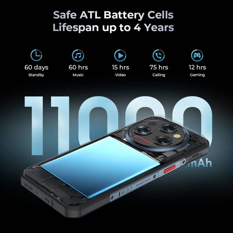 Oukitel smartphone WP35, 6.6", 8/256GB, 5G, 11000mAh, IP68/IP69K, γκρι – φωτογραφία 5
