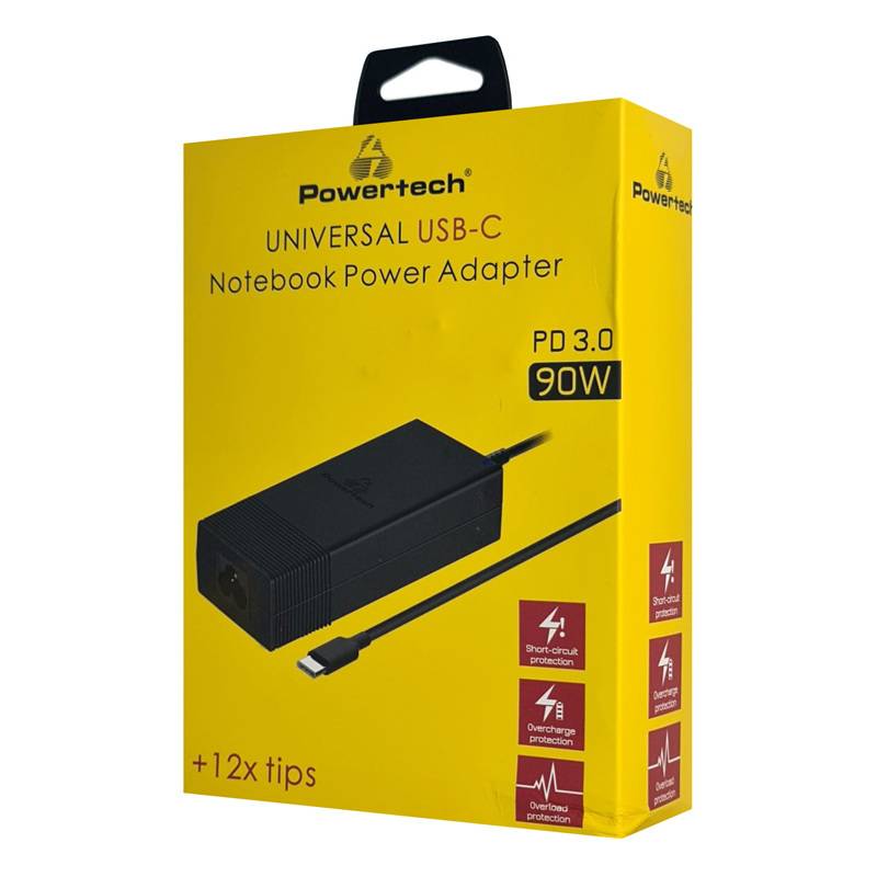 Powertech φορτιστής laptop PT-1256 με 12 βύσματα, USB-C PD, 90W, μαύρος – φωτογραφία 4