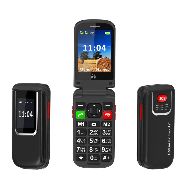 Powertech κινητό τηλέφωνο Sentry 4G Flip, 2.8/1.77", dual SIM, πλήκτρο SOS, μαύρο – φωτογραφία 2