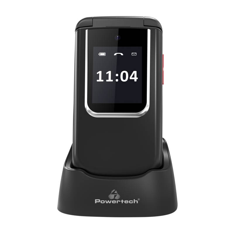 Powertech κινητό τηλέφωνο Sentry 4G Flip, 2.8/1.77", dual SIM, πλήκτρο SOS, μαύρο – φωτογραφία 4