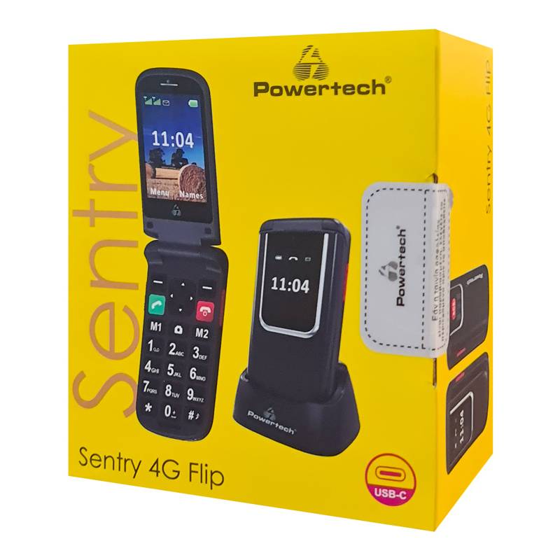 Powertech κινητό τηλέφωνο Sentry 4G Flip, 2.8/1.77", dual SIM, πλήκτρο SOS, μαύρο – φωτογραφία 5