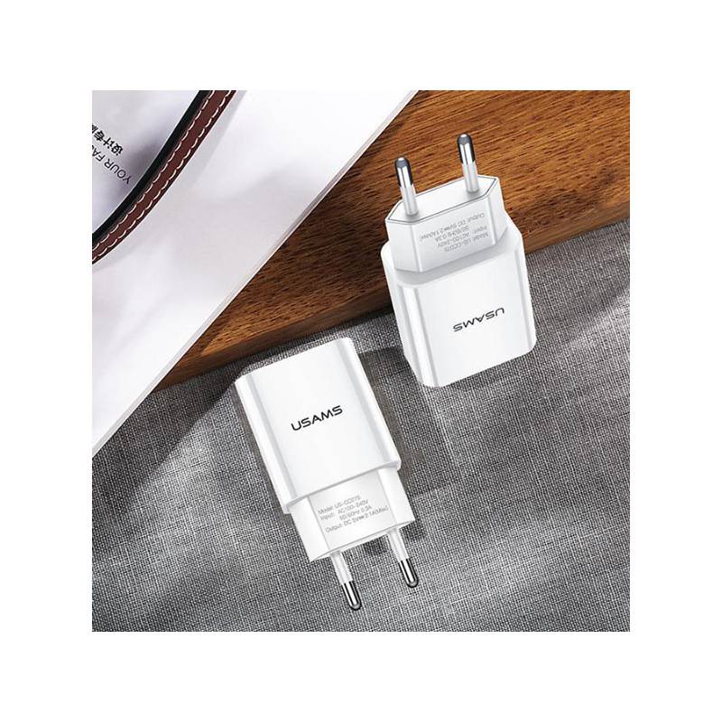 USAMS φορτιστής τοίχου T18, 1x USB, 2.1A, λευκός – φωτογραφία 3