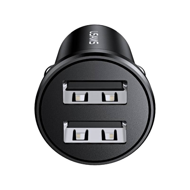 USAMS φορτιστής αυτοκινήτου C20, 2x USB, 2.4A, μαύρος – φωτογραφία 2