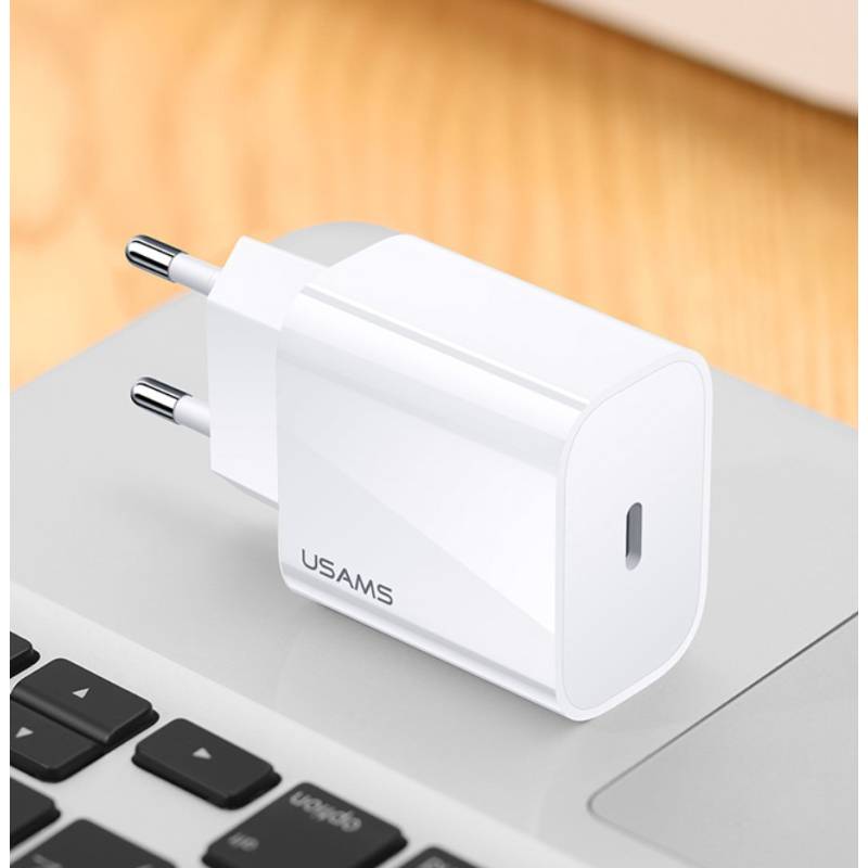 USAMS φορτιστής τοίχου US-CC118, 1x type-C, PD3.0 20W 3A, λευκός – φωτογραφία 3