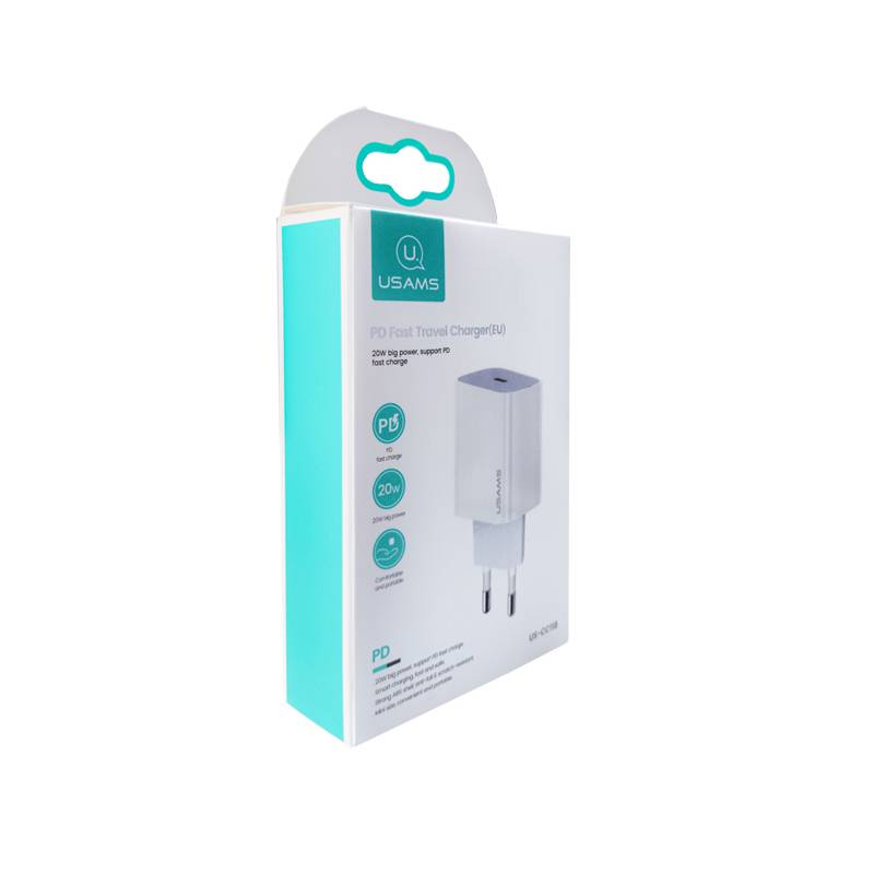 USAMS φορτιστής τοίχου US-CC118, 1x type-C, PD3.0 20W 3A, λευκός – φωτογραφία 4