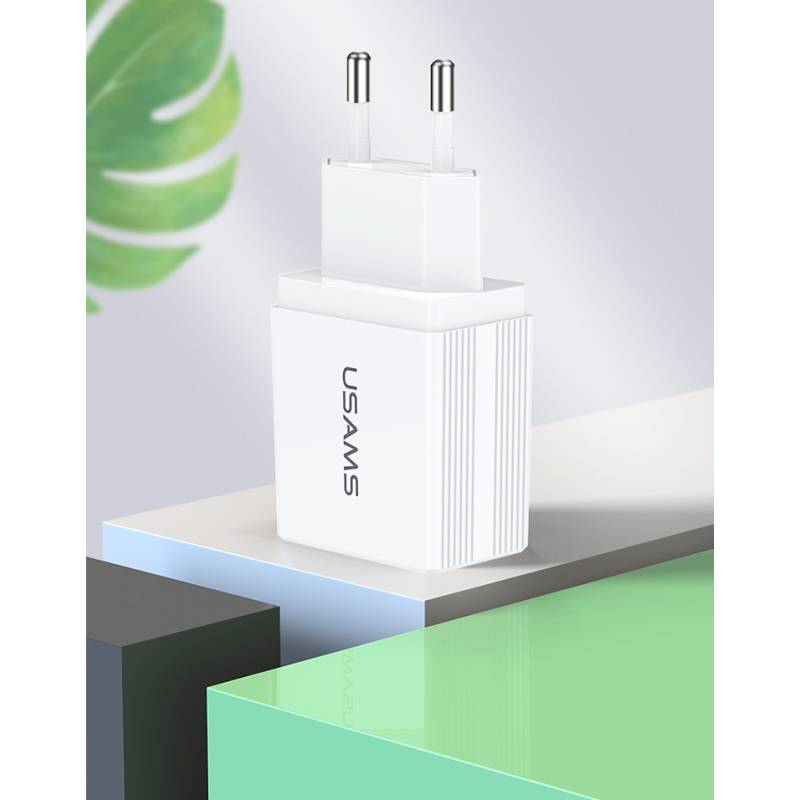 USAMS φορτιστής τοίχου T24 US-CC090, 2x USB, 2.1A, λευκός – φωτογραφία 2