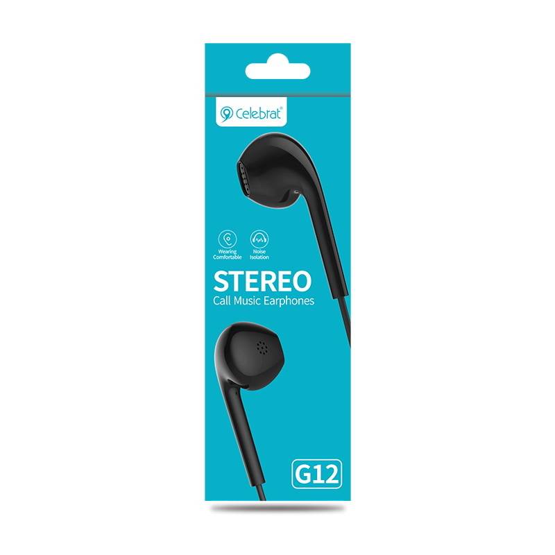 Celebrat earphones με μικρόφωνο G12, 3.5mm σύνδεση, Φ14.2mm, 1.2m, μαύρο – φωτογραφία 4