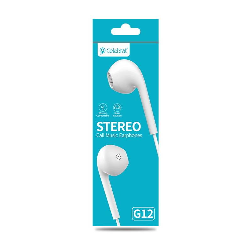 Celebrat earphones με μικρόφωνο G12, 3.5mm σύνδεση, Φ14.2mm, 1.2m, λευκό – φωτογραφία 4