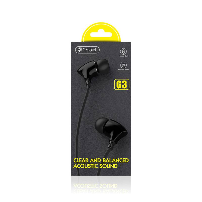 Celebrat earphones με μικρόφωνο G3, 3.5mm σύνδεση, Φ10mm, 1.2m, μαύρα – φωτογραφία 4