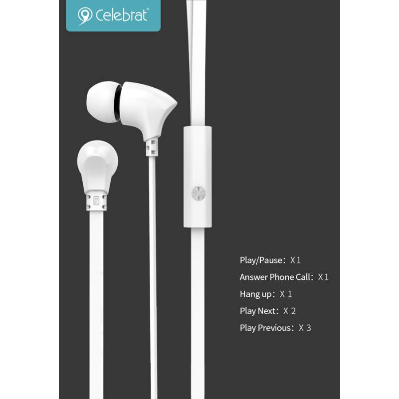 Celebrat earphones με μικρόφωνο G3, 3.5mm σύνδεση, Φ10mm, 1.2m, μαύρα – φωτογραφία 5