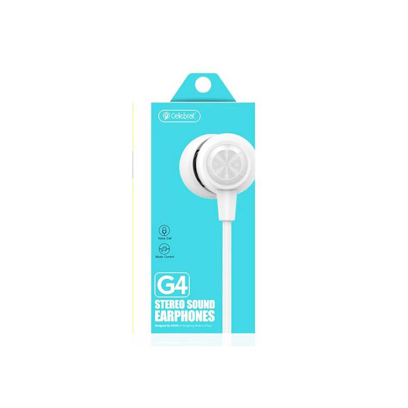 Celebrat earphones με μικρόφωνο G4, 3.5mm σύνδεση, Φ10mm, 1.2m, λευκό – φωτογραφία 2