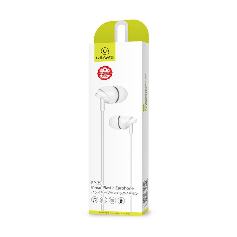 USAMS earphones με μικρόφωνο EP-39, 3.5mm σύνδεση, Φ10mm, 1.2m, λευκά – φωτογραφία 3