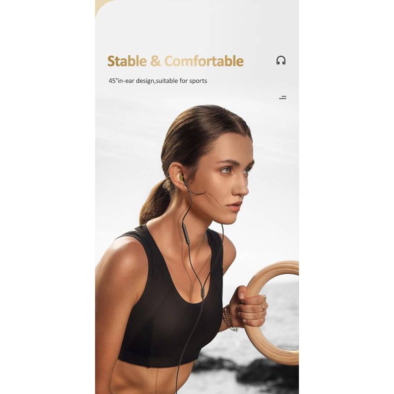 USAMS earphones με μικρόφωνο US-SJ482, USB-C σύνδεση, Φ10mm, 1.2m, μαύρα – φωτογραφία 3