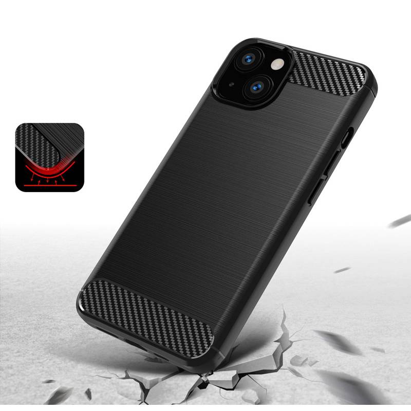 Powertech Θήκη Carbon MOB-1659 για iPhone 13 mini, μαύρη – φωτογραφία 3