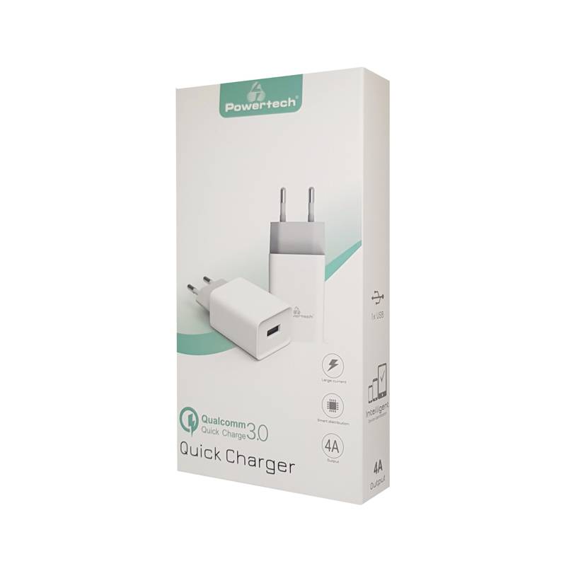 Powertech φορτιστής τοίχου PT-780, USB QC 3.0, 20W, 4A, λευκός – φωτογραφία 2