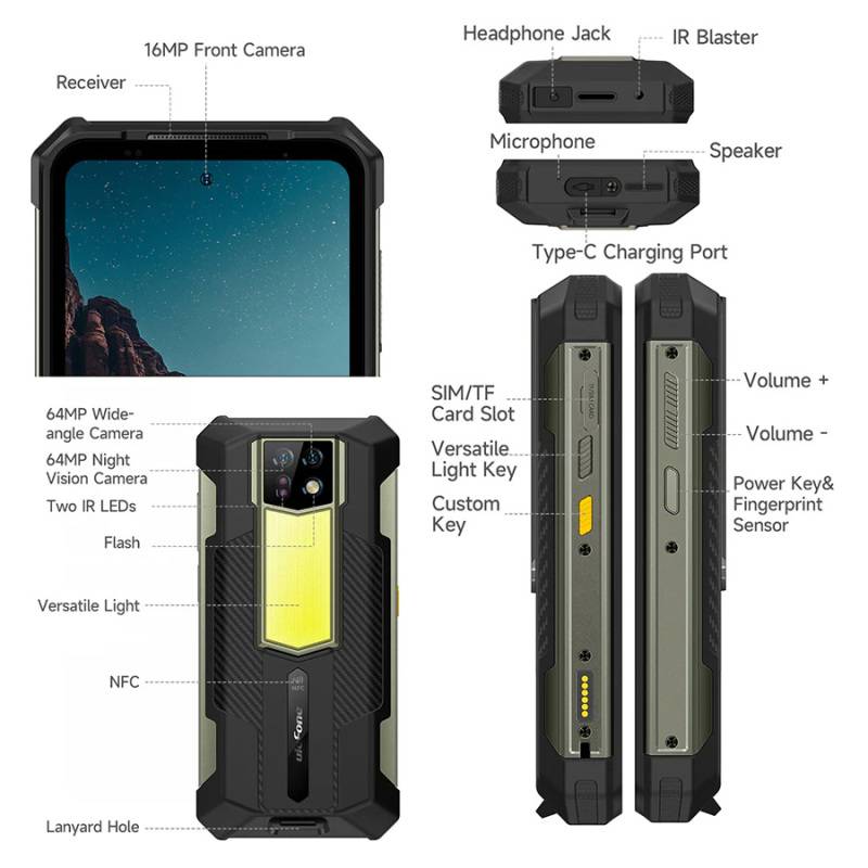 Ulefone smartphone Armor 24, 6.78", 12/256GB, 22000mAh, IP68/IP69K, μαύρο – φωτογραφία 3