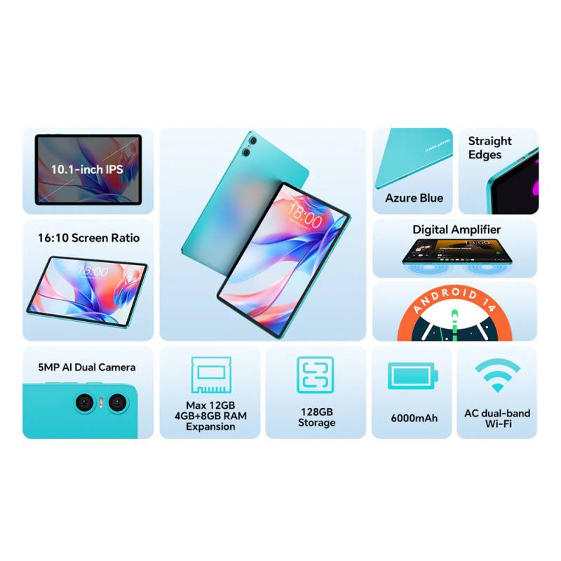 Teclast tablet P30, 10.1", 4/128B, Android 14, 6000mAh, μπλε – φωτογραφία 2