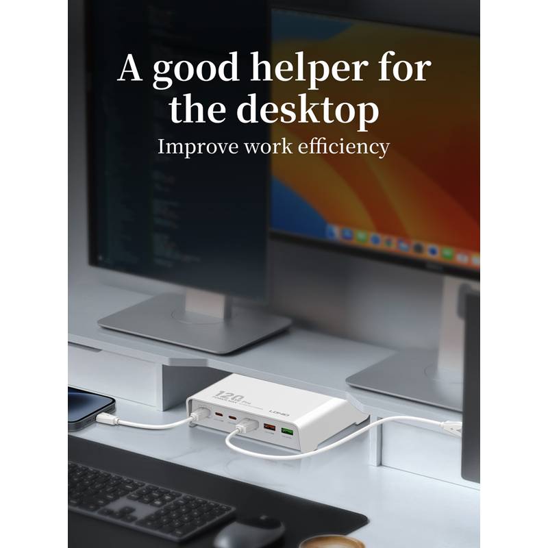Ldnio σταθμός φόρτισης Q605, 3x USB-C & 3x USB, 120W, PD/QC, μαύρος – φωτογραφία 3