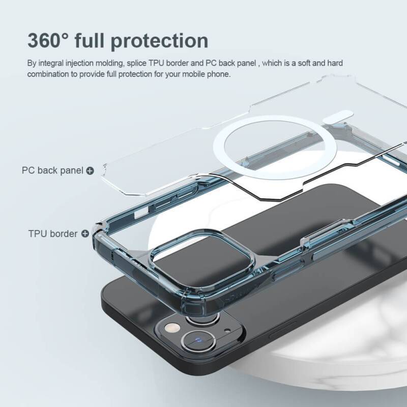 Nillkin θήκη Nature Pro Magnetic για iPhone 14, μπλε & διάφανη – φωτογραφία 3