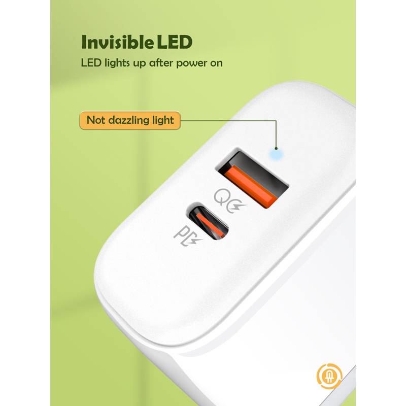 Ldnio φορτιστής τοίχου A2526C με καλώδιο, USB & USB-C, 45W PD, λευκός – φωτογραφία 6