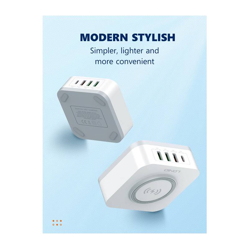 Ldnio σταθμός φόρτισης AW004, USB-C/3x USB/wireless, 32W, PD/QC, λευκός – φωτογραφία 6