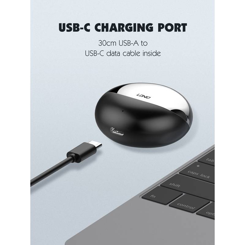 Ldnio earphones με θήκη φόρτισης T01, True Wireless, HiFi, Φ10mm, χρυσά – φωτογραφία 5