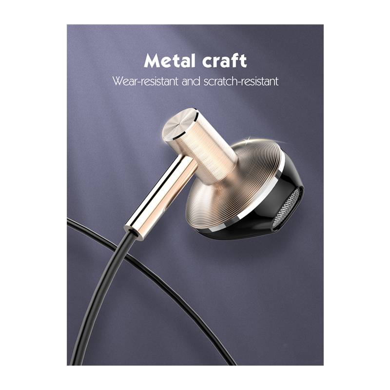 Ldnio earphones με μικρόφωνο HP09, 3.5mm σύνδεση, Φ13mm, 1.2m, ροζ χρυσό – φωτογραφία 2