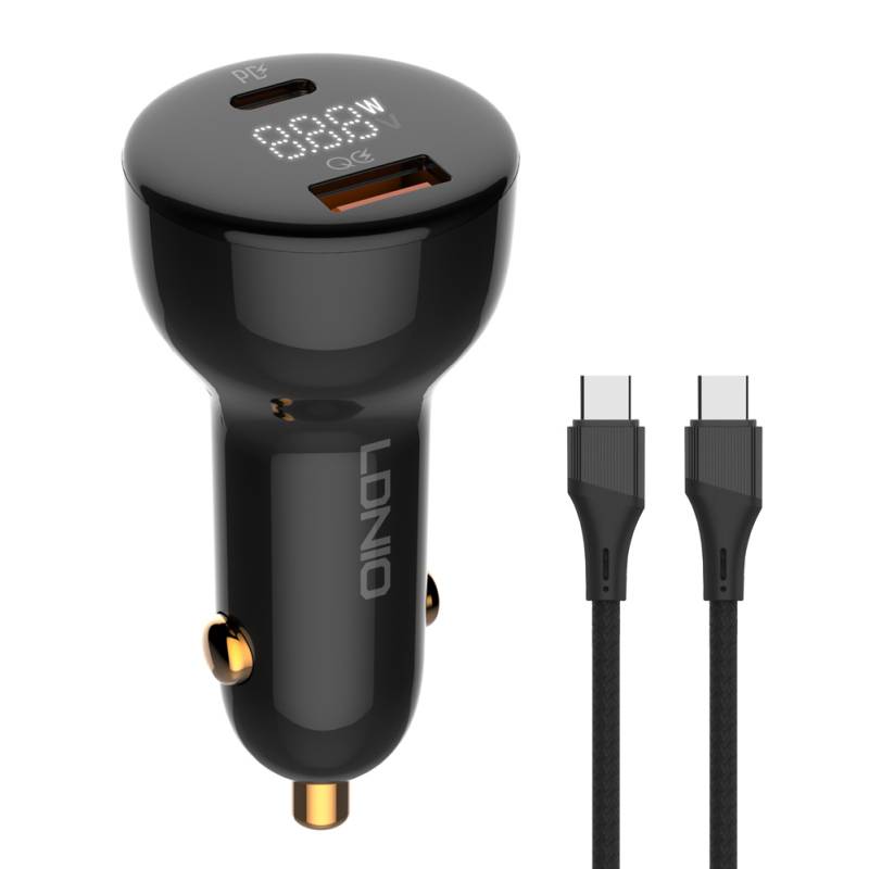 Ldnio φορτιστής αυτοκινήτου C101 με καλώδιο, USB/USB-C, 100W PD, μαύρος