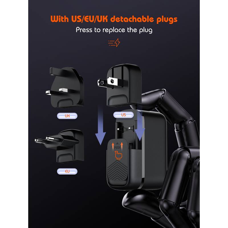 Ldnio φορτιστής τοίχου Q366 με καλώδιο, USB/2x USB-C, 65W, GaN, μαύρος – φωτογραφία 2