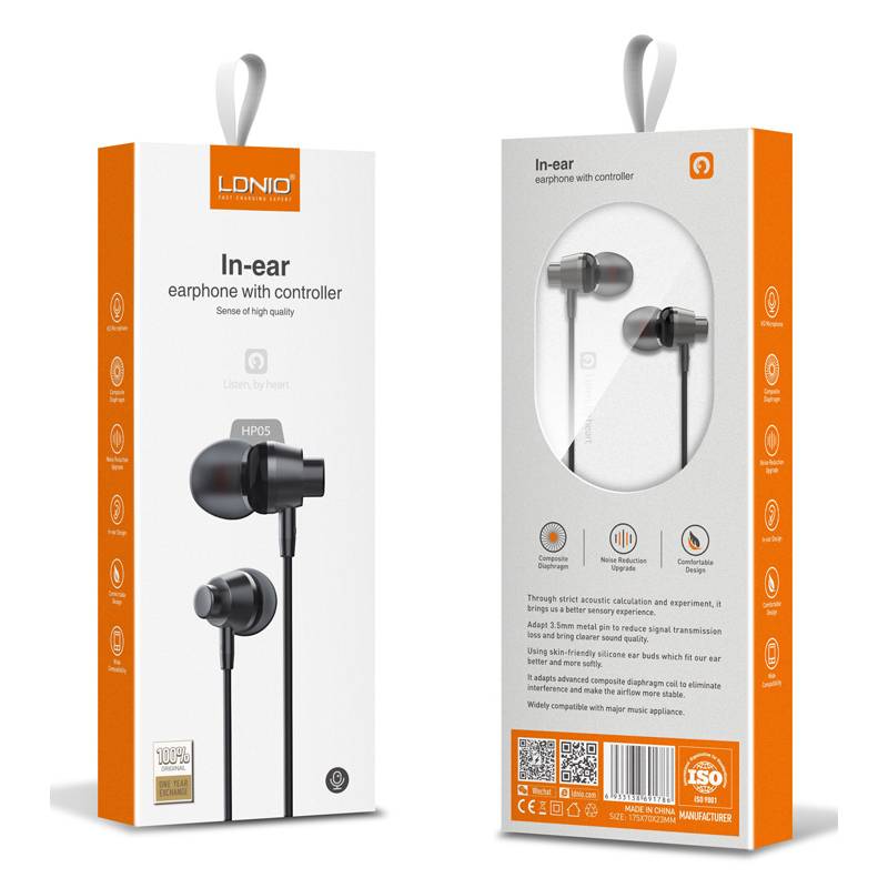 Ldnio earphones με μικρόφωνο HP05, 3.5mm σύνδεση, Φ10mm, 1.2m, γκρι – φωτογραφία 3