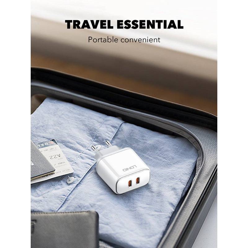 Ldnio φορτιστής τοίχου A2528M με καλώδιο, 2x USB-C, 35W, MFi, λευκό – φωτογραφία 6