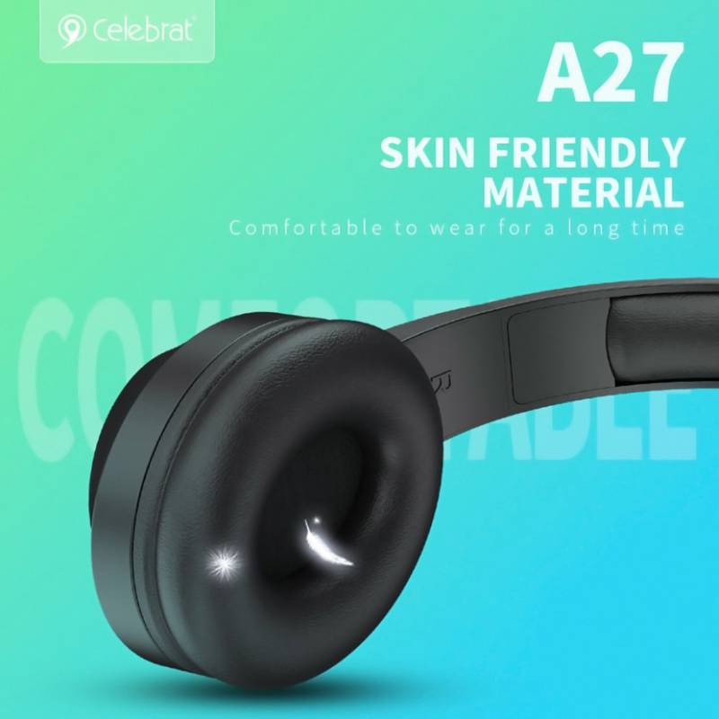 Celebrat headphones A27, wireless & wired, Bluetooth 5.3, Φ40mm, μαύρα – φωτογραφία 5
