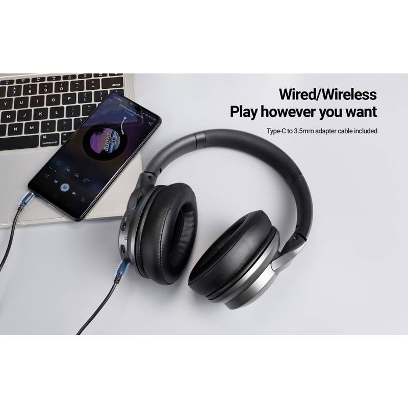 Celebrat headphones A33, ασύρματα & ενσύρματα, ANC, 40mm, 300mAh, μαύρα – φωτογραφία 4