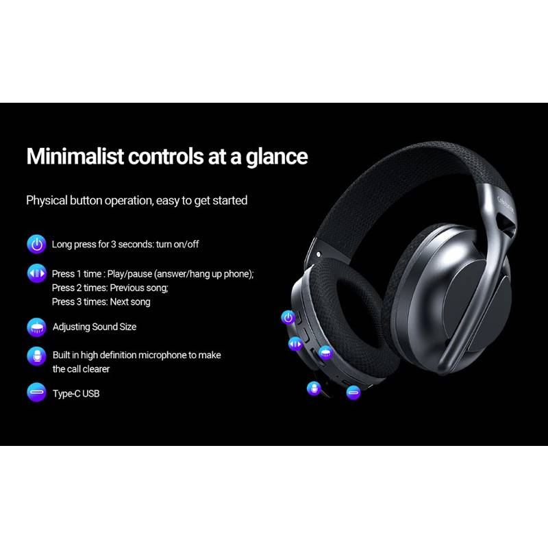Celebrat headphones A34, ασύρματα & ενσύρματα, 40mm, 300mAh, μαύρα – φωτογραφία 5