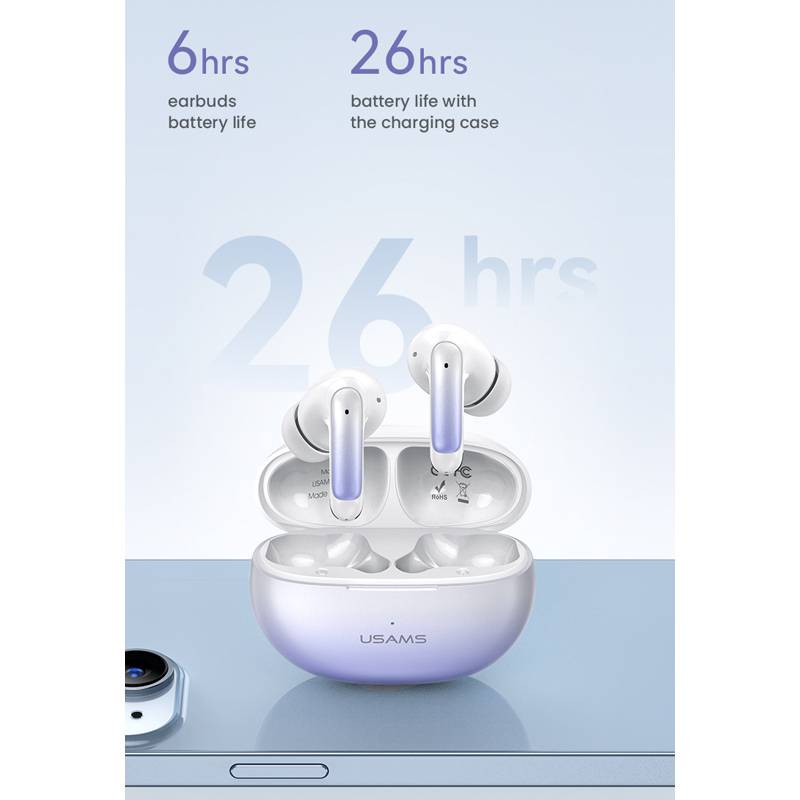 USAMS earphones με θήκη φόρτισης US-XD19, TWS, ENC, Φ13mm, μαύρα – φωτογραφία 3