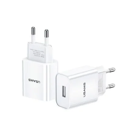 USAMS φορτιστής τοίχου T18, 1x USB, 2.1A, λευκός