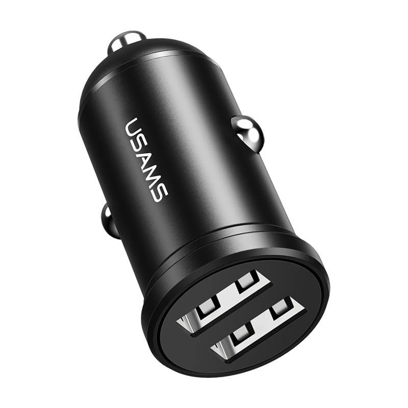 USAMS φορτιστής αυτοκινήτου C20, 2x USB, 2.4A, μαύρος