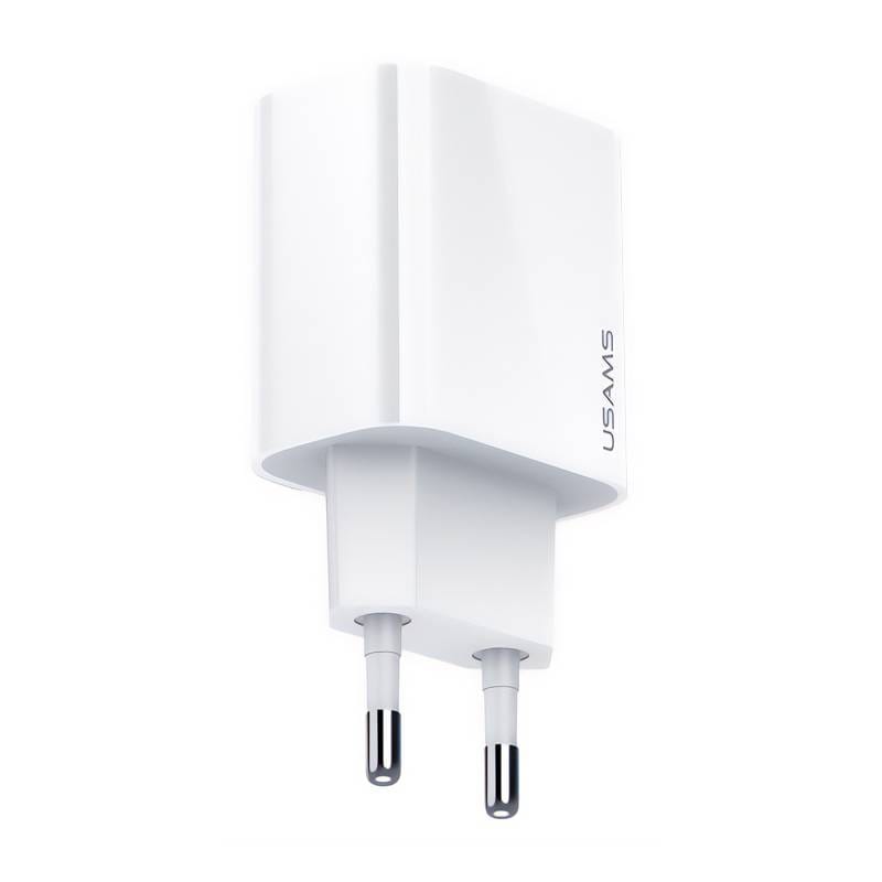 USAMS φορτιστής τοίχου US-CC118, 1x type-C, PD3.0 20W 3A, λευκός USAMS φορτιστής τοίχου US-CC118, 1x type-C, PD3.0 20W 3A, λευκός