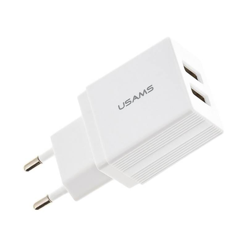 USAMS φορτιστής τοίχου T24 US-CC090, 2x USB, 2.1A, λευκός