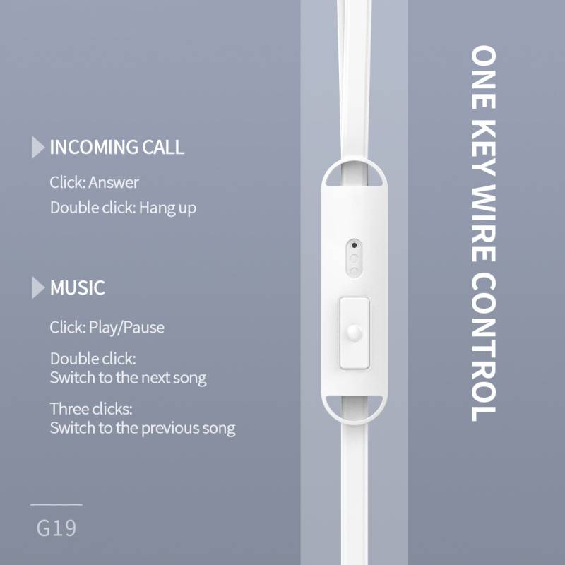 Celebrat earphones με μικρόφωνο G19, 3.5mm σύνδεση, Φ10mm, 1.2m, λευκά – φωτογραφία 3