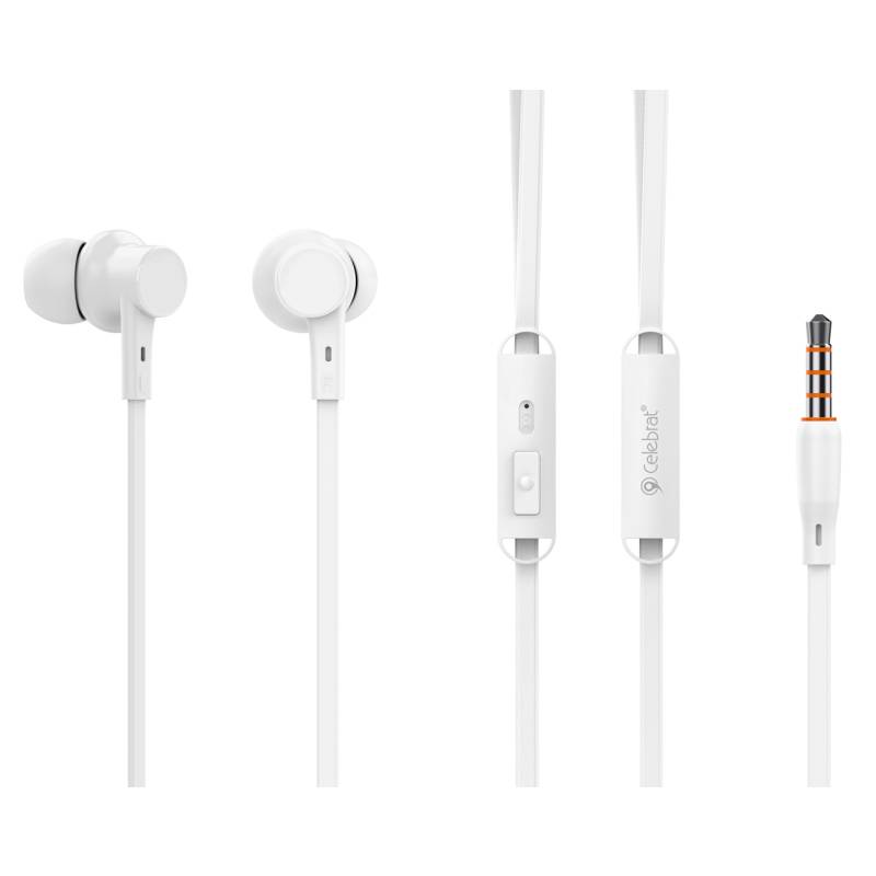 Celebrat earphones με μικρόφωνο G19, 3.5mm σύνδεση, Φ10mm, 1.2m, λευκά Celebrat earphones με μικρόφωνο G19, 3.5mm σύνδεση, Φ10mm, 1.2m, λευκά