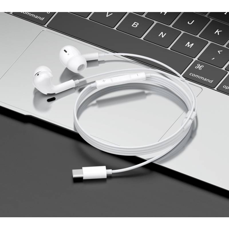 Celebrat earphones με μικρόφωνο E300, USB-C σύνδεση, Φ10mm, 1.2m, λευκά – φωτογραφία 2