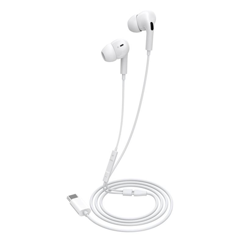 Celebrat earphones με μικρόφωνο E300, USB-C σύνδεση, Φ10mm, 1.2m, λευκά – φωτογραφία 3