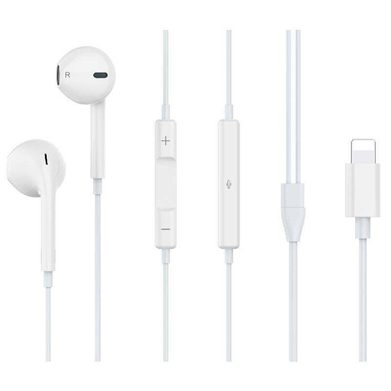 Celebrat earphones με μικρόφωνο G17, Lightning, Φ14mm, 1.2m, λευκά