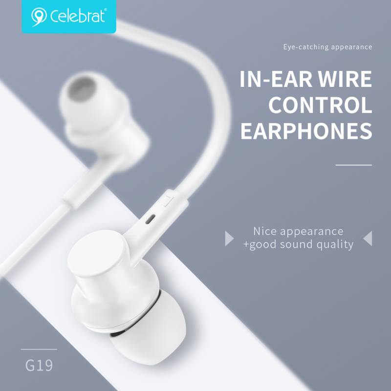 Celebrat earphones με μικρόφωνο G19, 3.5mm σύνδεση, Φ10mm, 1.2m, μαύρα – φωτογραφία 2